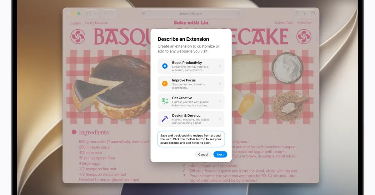 Apple Implements AI to Create Safari Extensions on User Request